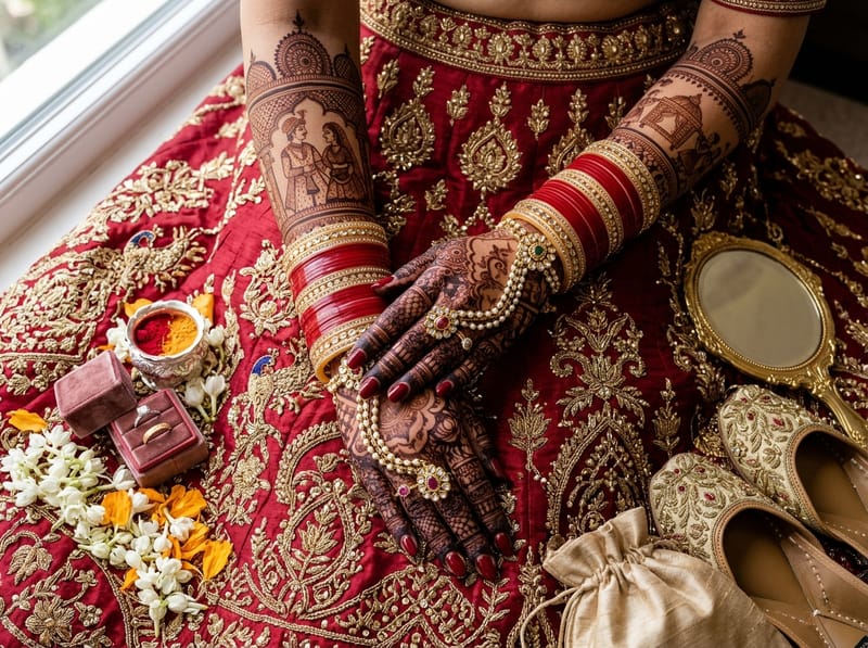 Full hands and arms bridal mehndi design by Alina Henna Studio in Vadodara